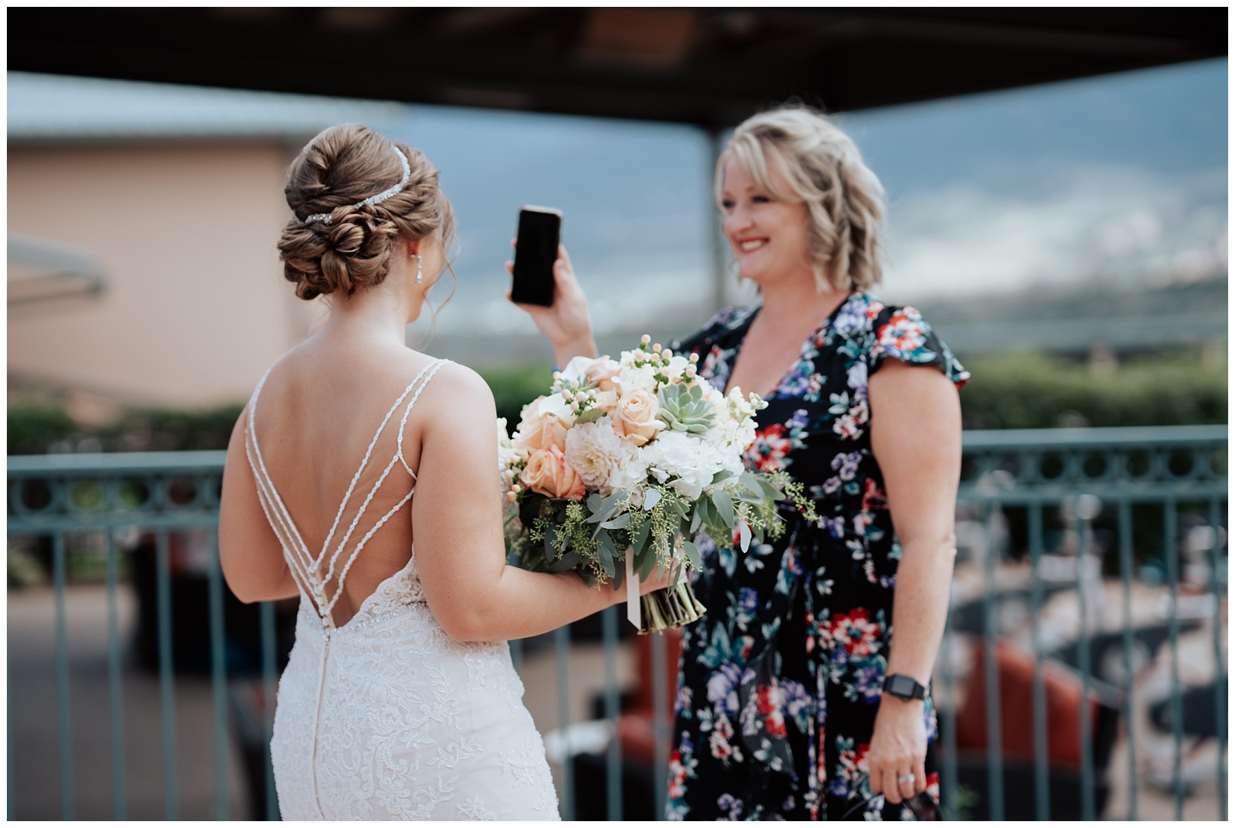 bride facetiming with family